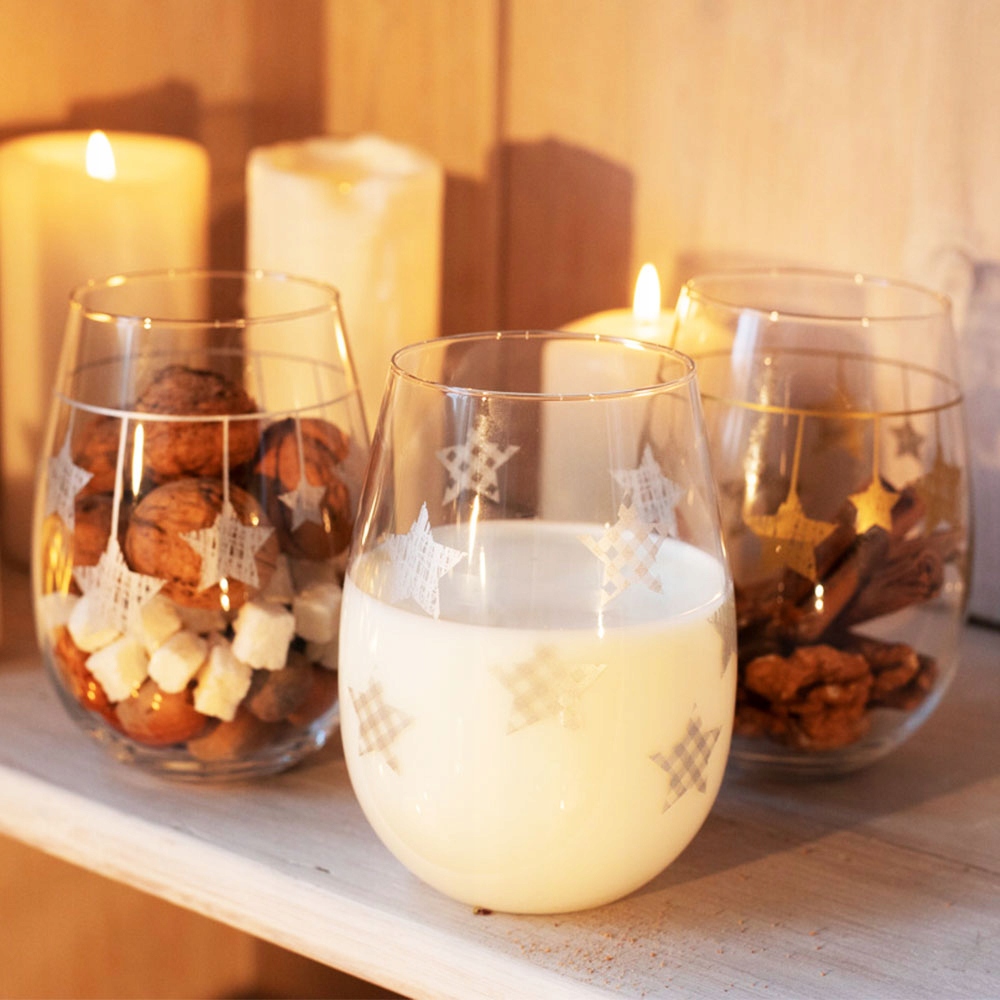 Szklanki Star KROSNO świąteczne gwiazdki srebrne Marka Krosno