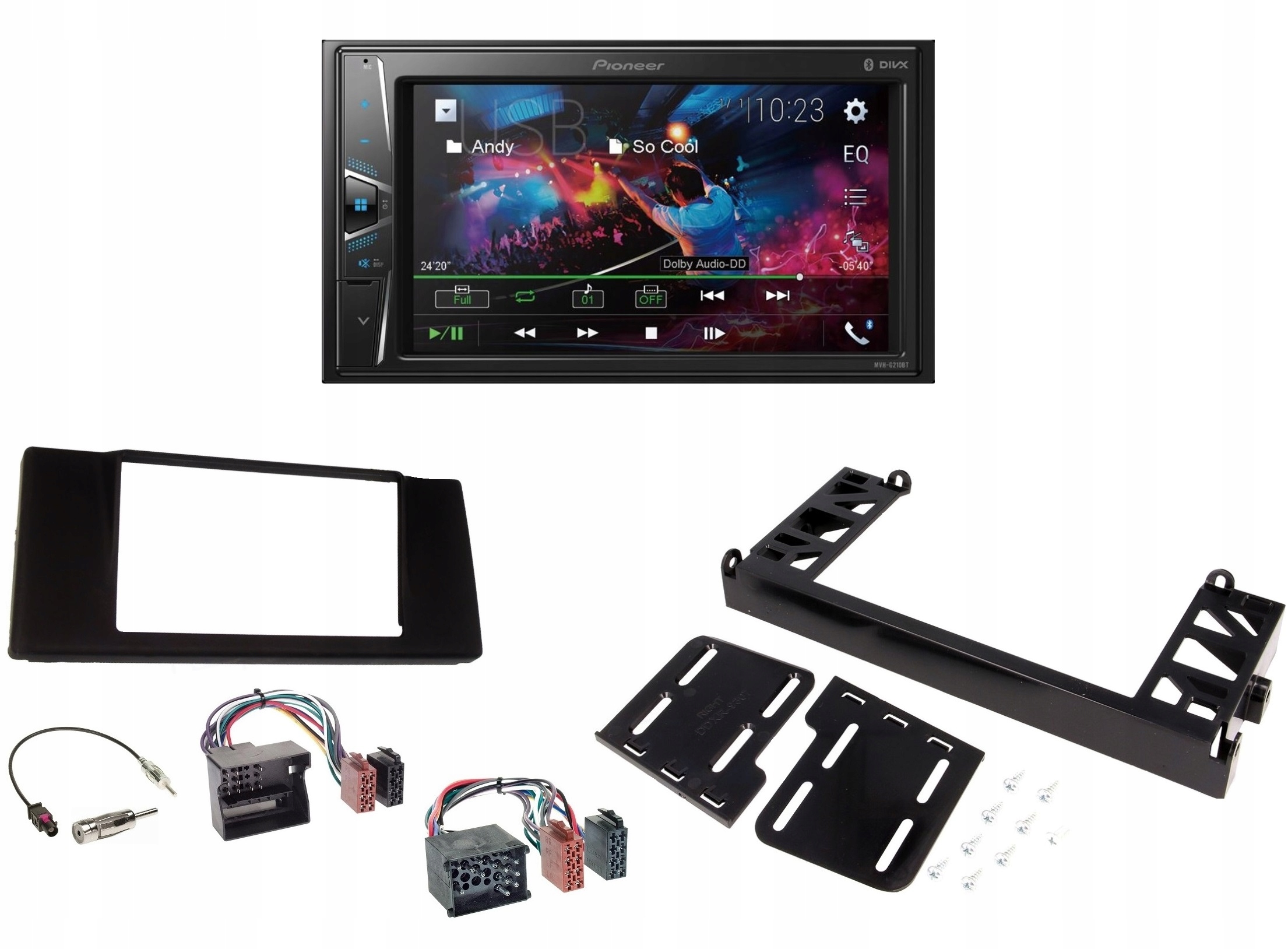 Autorádio Pioneer MVH-G210BT Bluetooth Usb 2DIN Bmw 5 E39 rámček