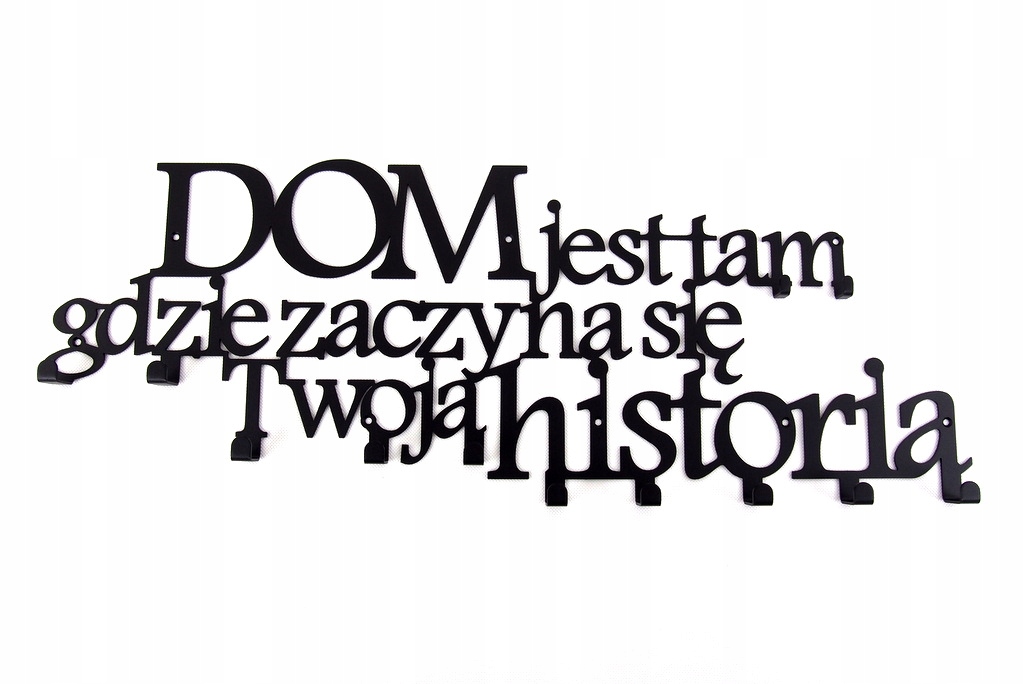 Wieszak ścienny Ubrania + 2Klucze Polska Sentencja Kolor mebla czarny