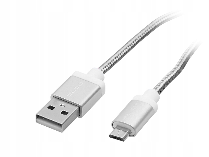 Kabel plecionka Usb microUSB typ B 1 m srebrny