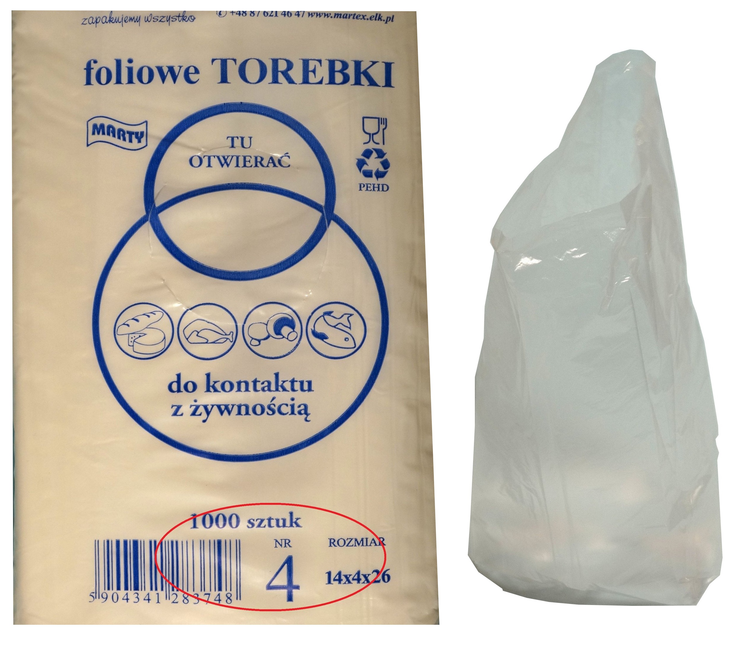 

Woreczki Śniadaniowe Hdpe 14x4x26 foliowe 1000szt