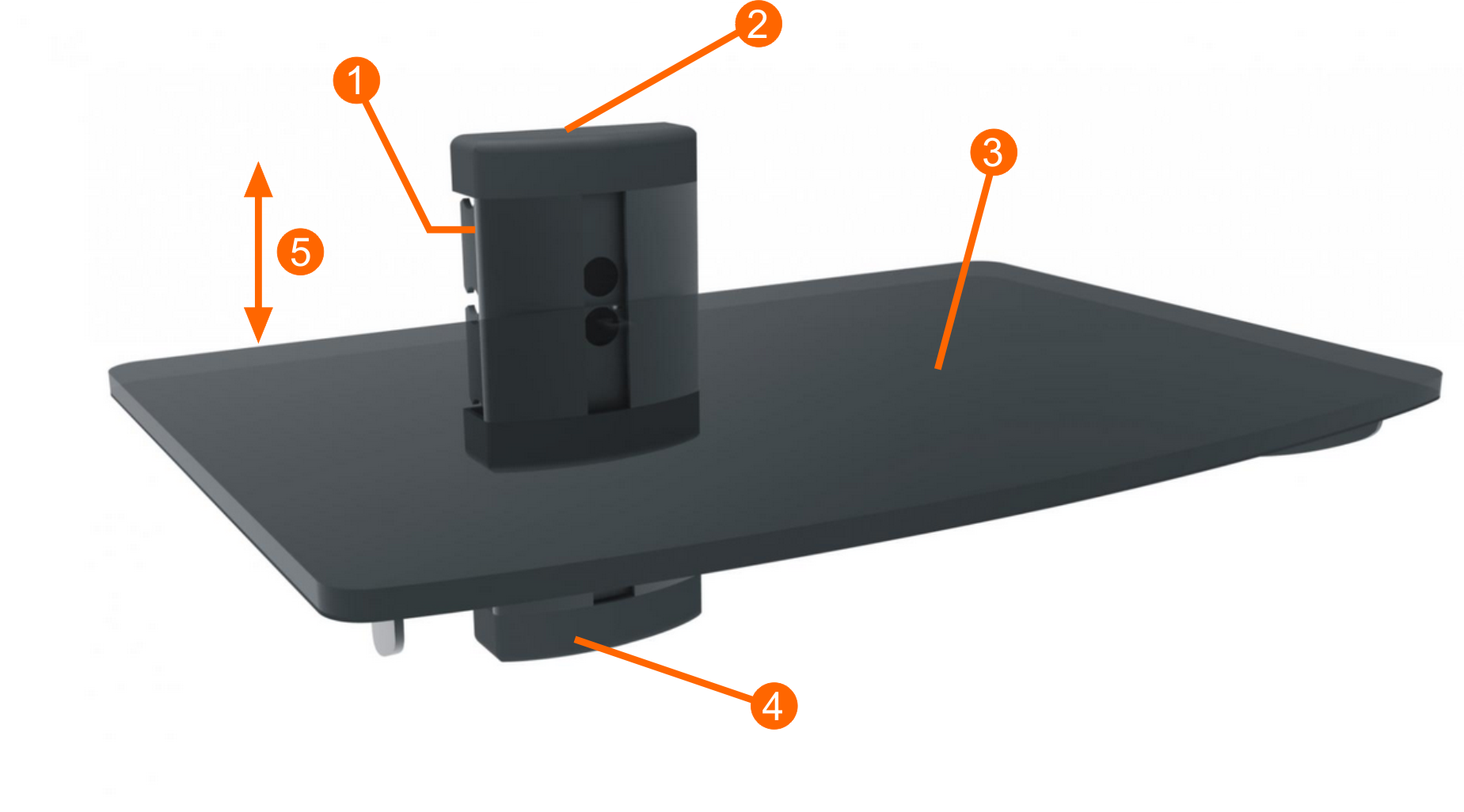 PÓŁKA ŚCIENNA RTV DVD Z REGULACJĄ SZKLANA Model RedEagle