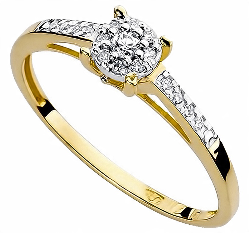 

Pierścionek Złoty Z Brylantami 0,12ct