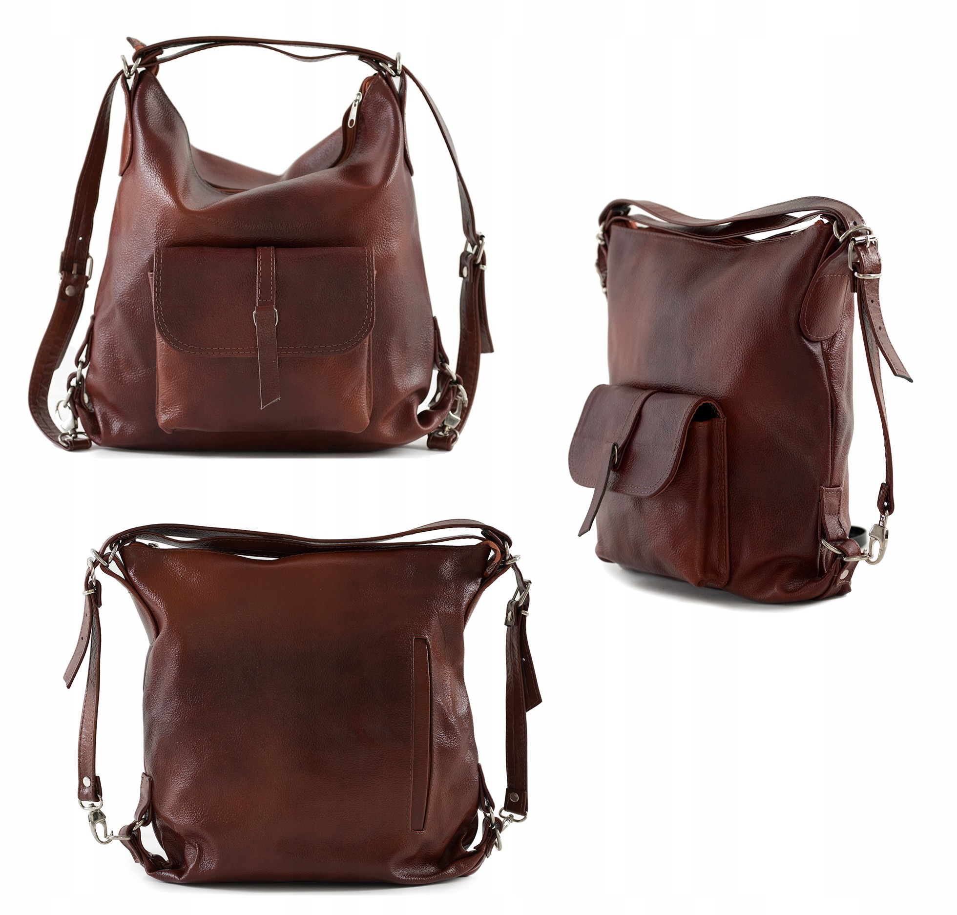 DAMSKA TOREBKA SKÓRZANA PLECAK 2w1 SKÓRA A4 torba WOREK SHOPPER Marka inna