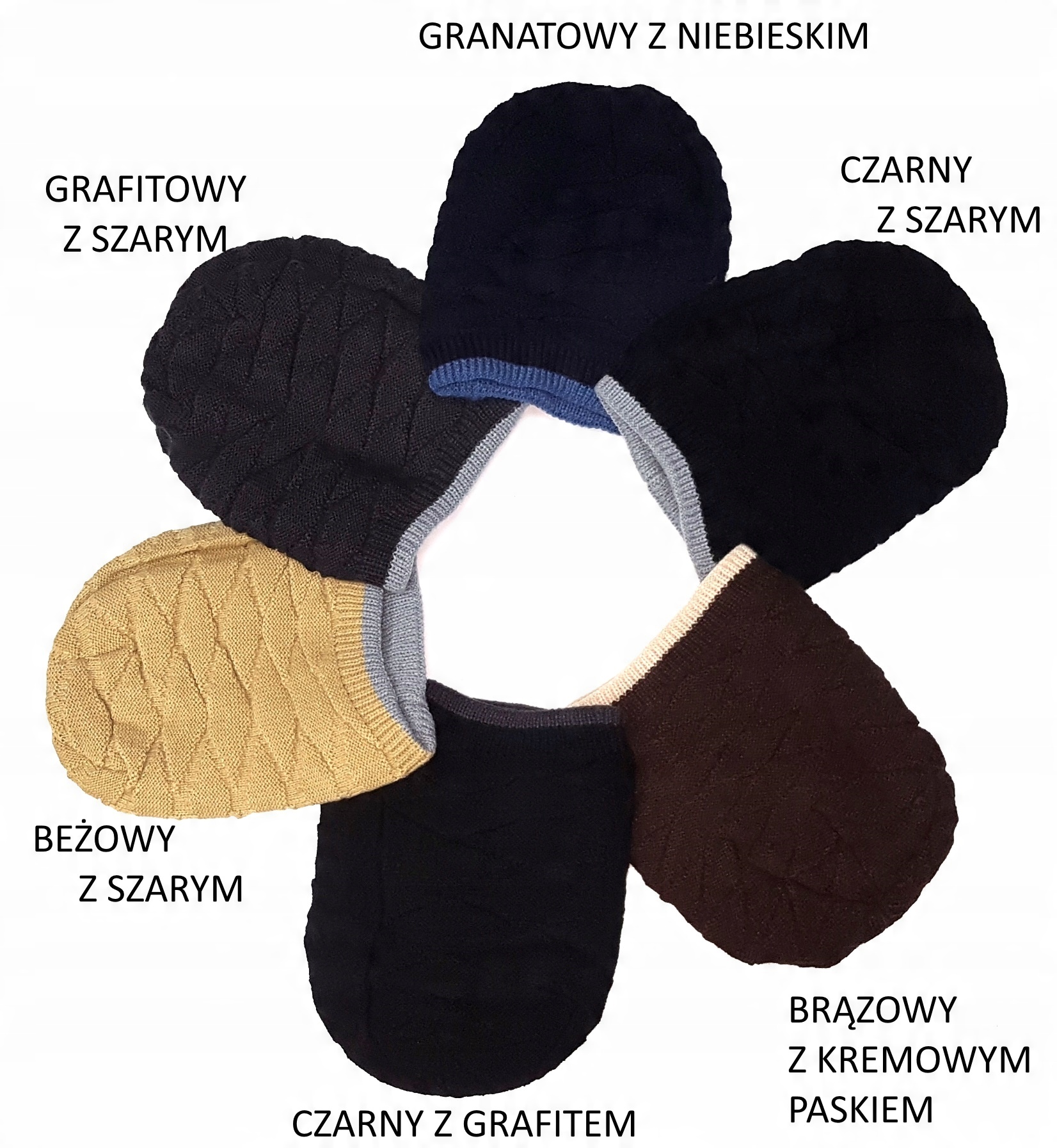 CZAPKA JESIENNO-ZIMOWA SMERFETKA BEANIE KOLORY Kolor czarny brązowy granatowy