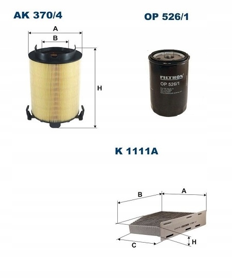 FILTRON zestaw AK370/4 + OP526/1 + K1111A węglowy Numer katalogowy części ZESTAW 691 SKODA OCTAVIA III (5E3, 5E5)