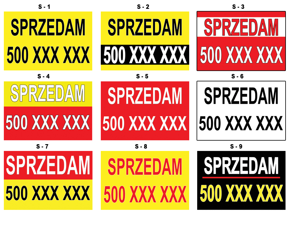 Tablica SPRZEDAM / WYNAJEM 60x40 3mm 9 wzorów