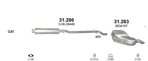 Tłumik końcowy Volvo V70 2 , 4i 01 - 07r . Виробник запчастини Polmostrów foto 1