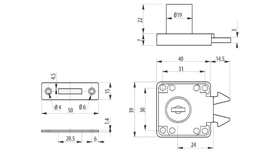 ZAMEK MEBLOWY DO DRZWI PRZESUWNYCH SISO DENMARK Marka Kobe