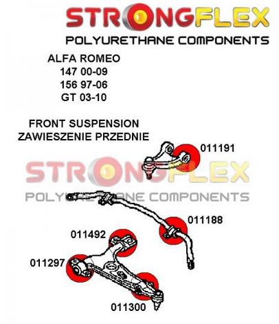 ZESTAW TULEI TULEJE WAHACZA PRZÓD + TYŁ ALFA 156 Producent części Strongflex