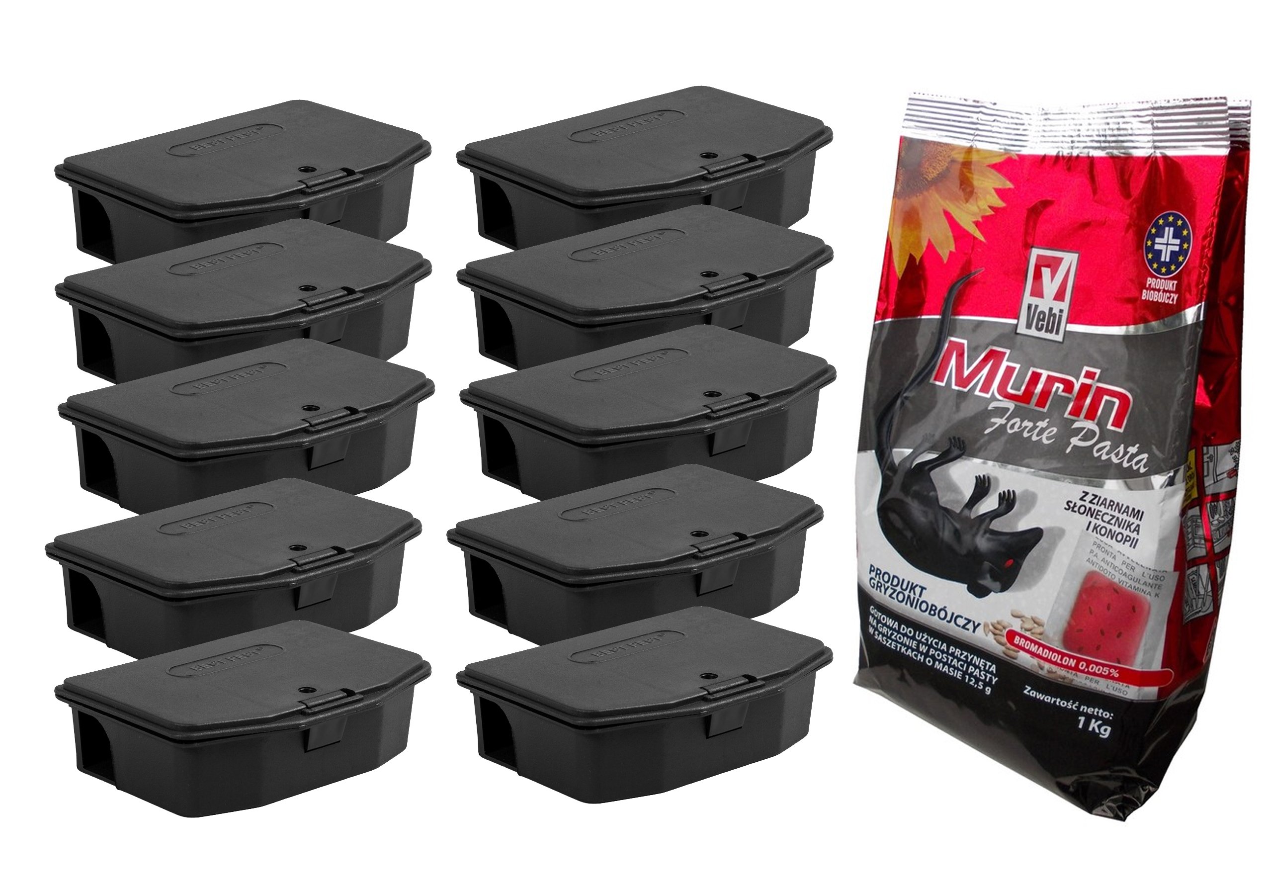 Zestaw Karmnik Stacja Pułapka Na Myszy Trutka Trucizna Pasta Murin Forte