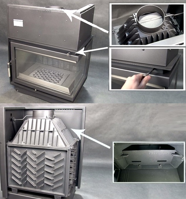 WKŁAD KOMINKOWY kominek narożny OLIWIA 18 lewy BS DOLOT fi100 Wysokość 973 mm