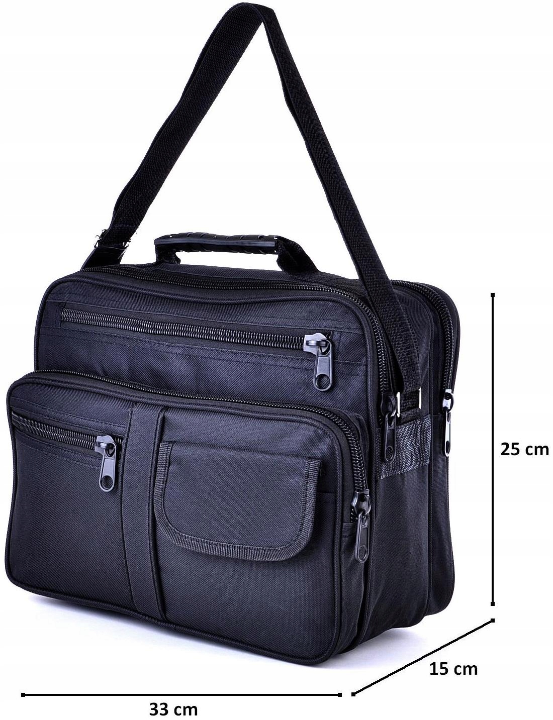 CODZIENNA CZARNA TORBA MĘSKA NA RAMIĘ Z KABURĄ 13L Kolor czarny wielokolorowy inny kolor