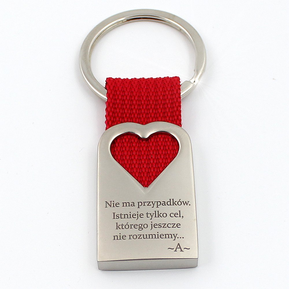 Металлический брелок для ключей с красным сердцем, нанесенный лазерной гравировкой