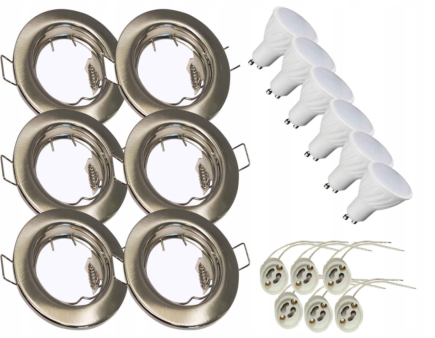 

Zestaw 6x Led GU10 7W Oprawa halogen Satyna Okrąga