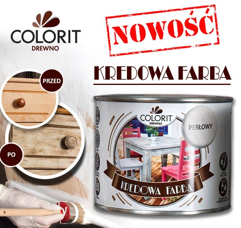 

Farba Kredowa do mebli drewna 375ml Colorit 1O Kol