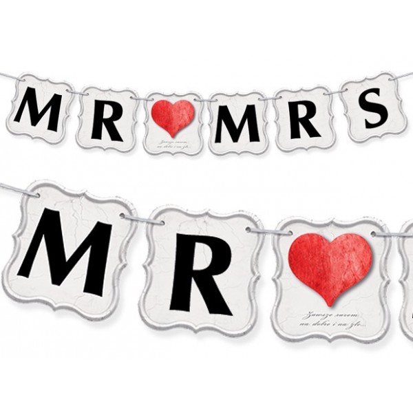 

Baner weselny Mr&MRS dekoracje ślubne ślub