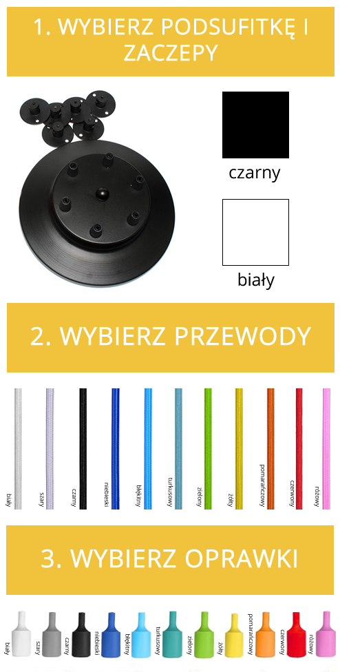 KOLOROWA LAMPA LOFT PAJĄK 6 RAMION 2,5 METRA OPLOT Marka inna