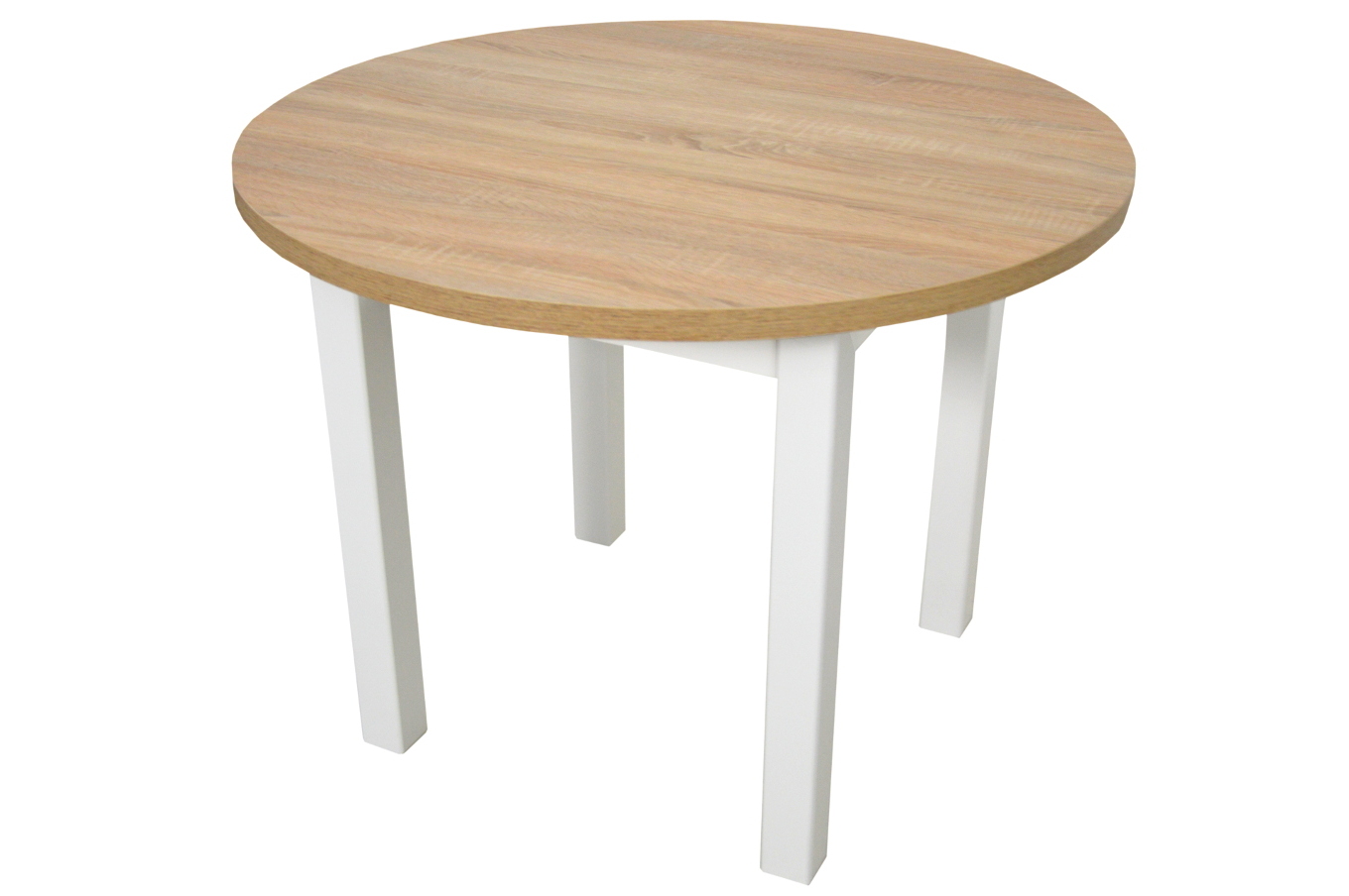 Biely okrúhly stôl 100 cm dreva, doska lamino