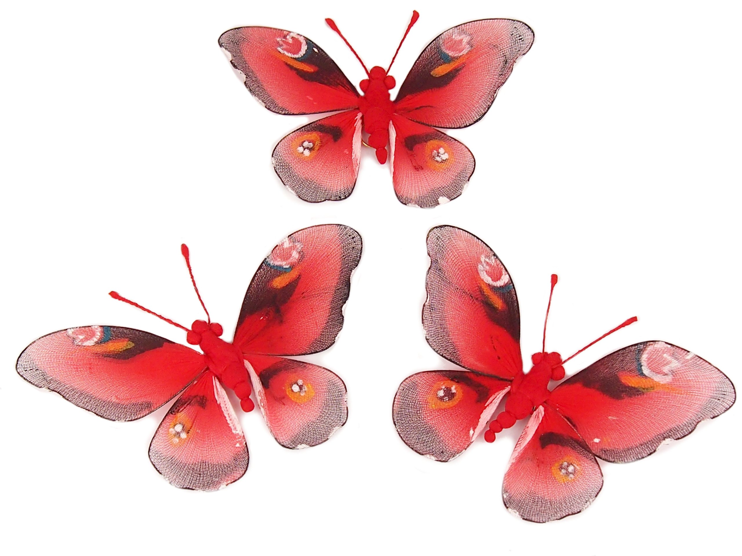 

czerwony Motyl Motylek Dekoracja na firankę 16 cm