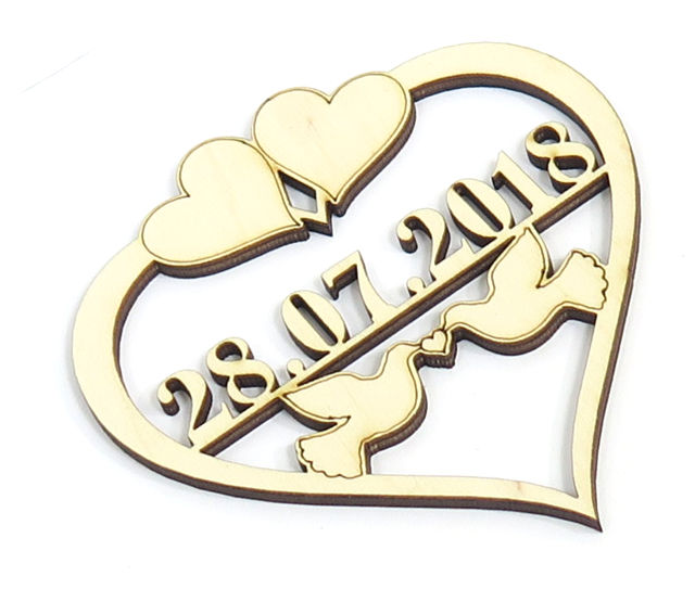 DECOUPAGE OZDOBA DATA W SERCU ŚLUB WESELE EV30 Kod producenta EV30