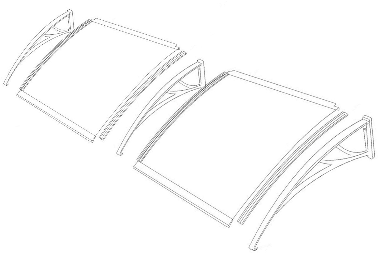 DASZEK NAD DRZWI ZADASZENIE 200 x 100 POLIWĘGLAN Materiał poliwęglan