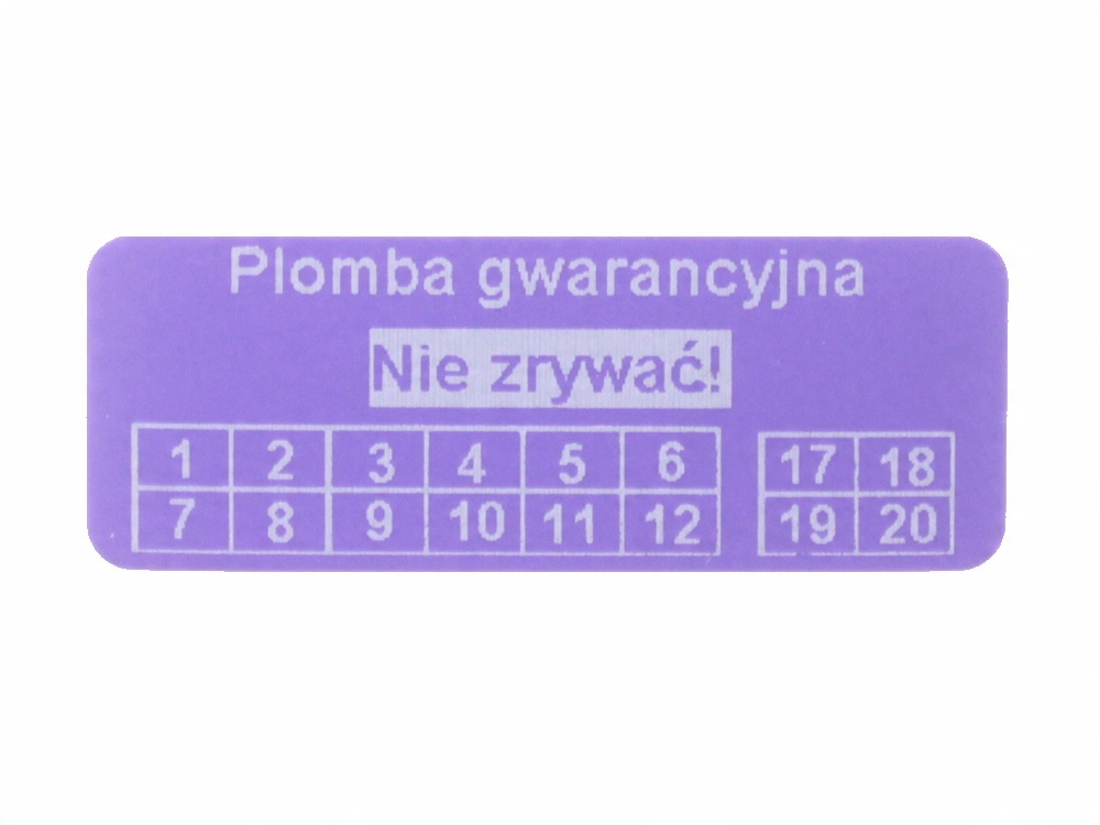 

Plomby Serwisowe Stickery 30x11 Purpurowy 1000SZT