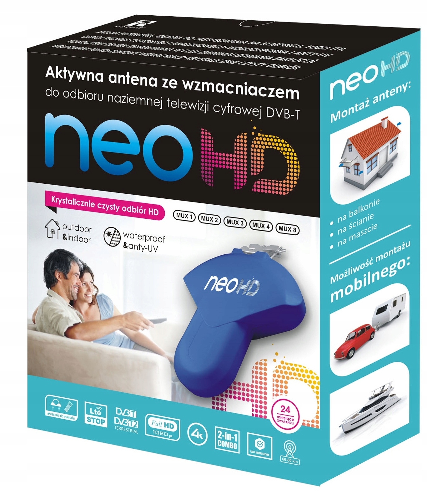 Antena do Cyfrowej Telewizji DVB T HD TV Naziemna Producent code NEO HD