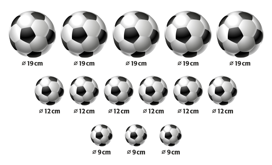 NAKLEJKI NA ŚCIANĘ PIŁKA NOŻNA PIŁKI DD080 Długość 35 cm