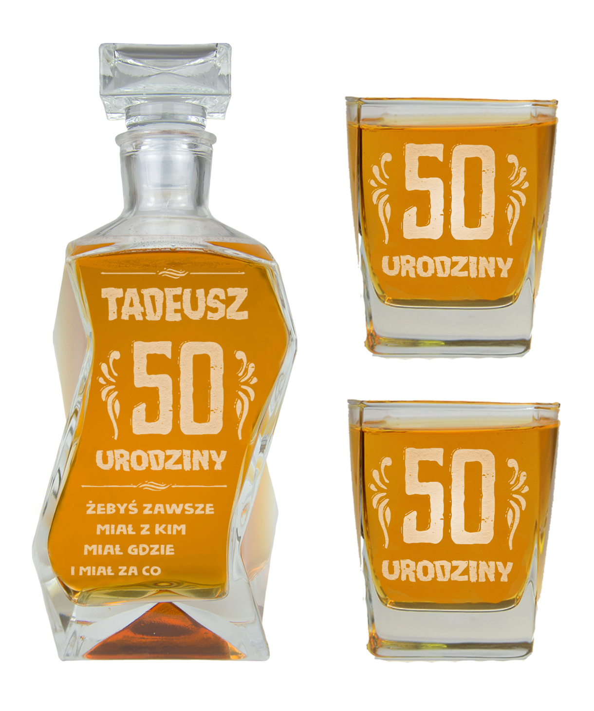 

Karafka Szklanki Grawer Urodziny 30 40 50 60 Lat