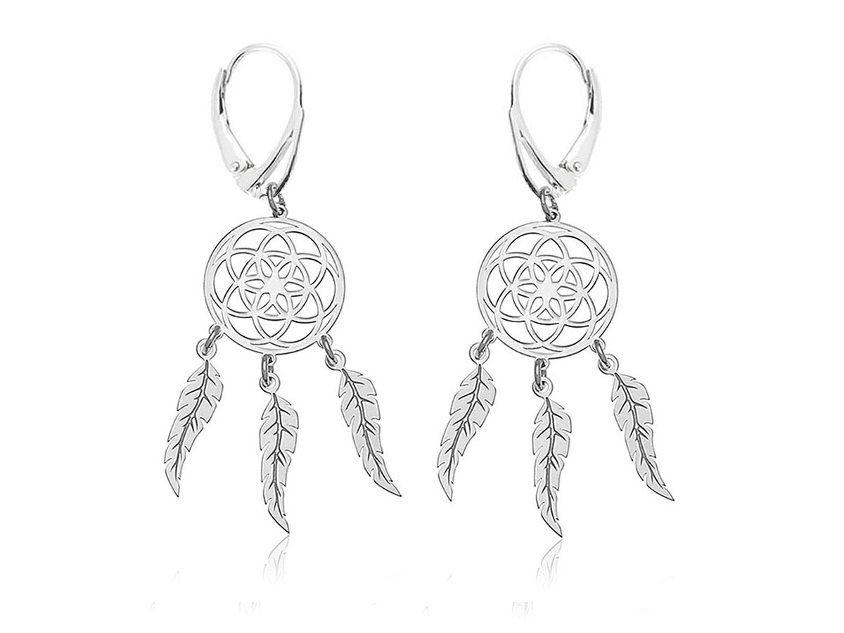 

Kolczyki Łapacz Snów Dreamcatcher Srebro Pr. 925