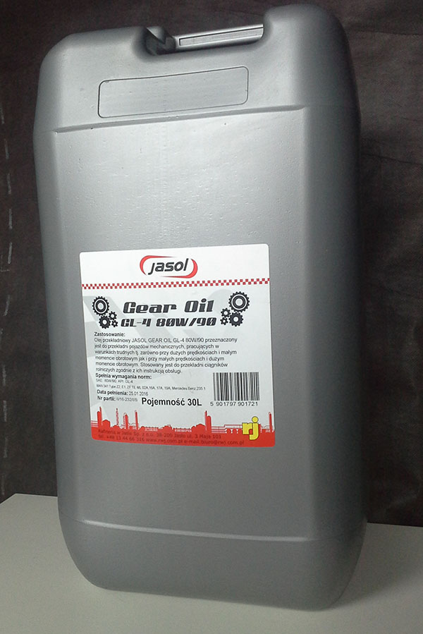 JASOL GEAR OIL GL-4 80W90 30L olej przekładniowy Producent Jasol