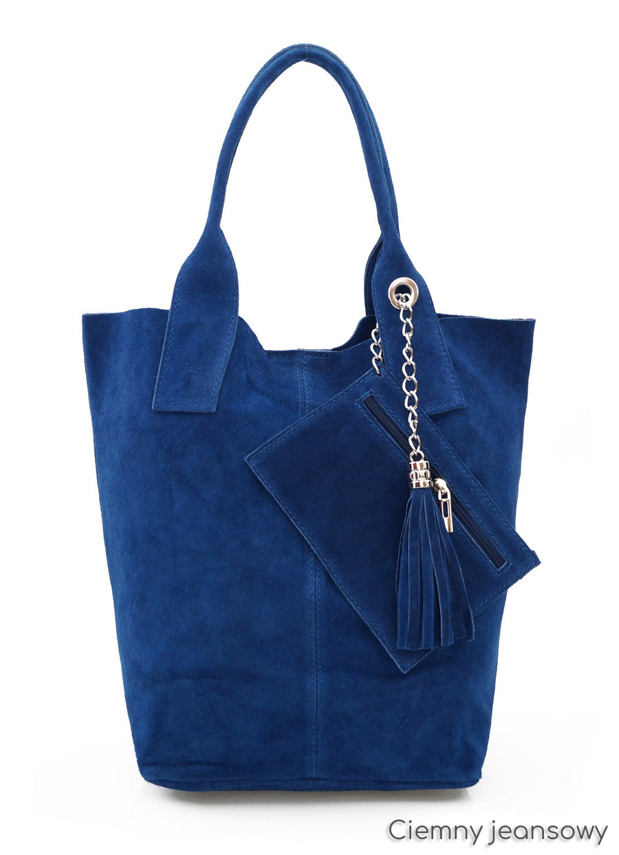 TOREBKA SKÓRZANA zamszowa worek V093 c. jeansowa Płeć kobieta
