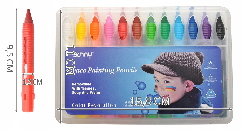 Barvice za poslikavo obraza otrok Kibic 12 barv by Inna