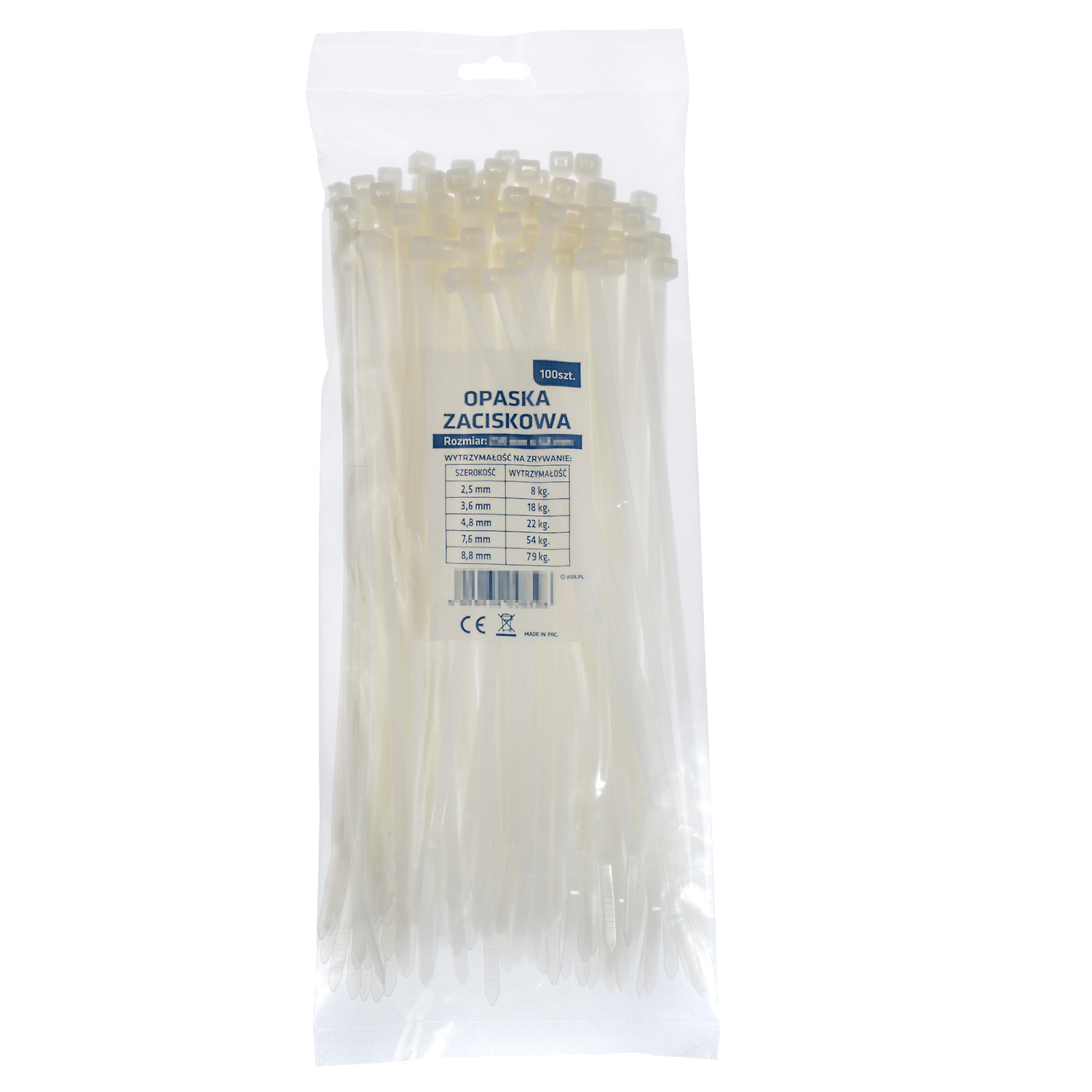 Opaski zaciskowe Standard 1020x9mm Biale