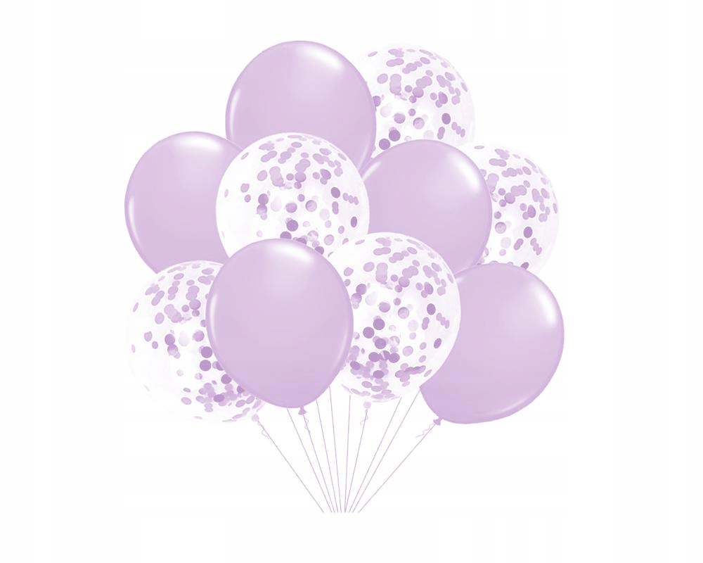 

Balony Lawendowe Konfetti L 10 Szt 30 CM Urodziny