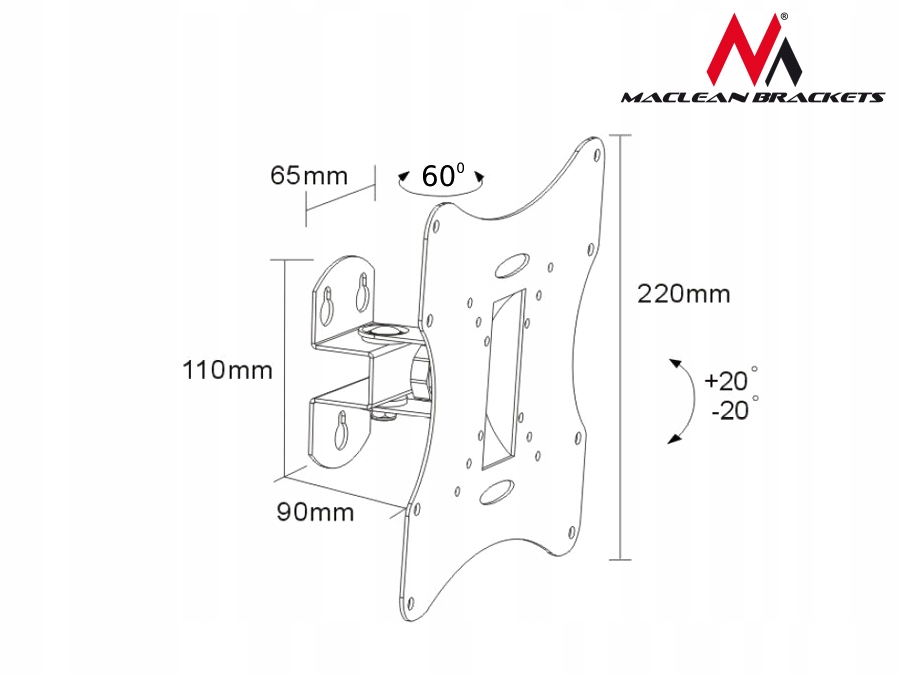 UCHWYT TELEWIZORA WIESZAK DO LED 23-42 REGULOWANY Model MC-501S