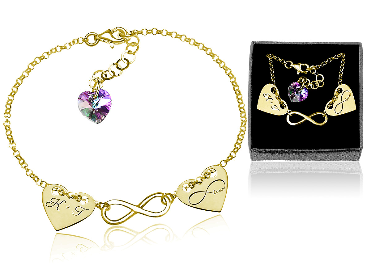 

Bransoletka Z Swarovski Serce Infinity Grawer Pozł