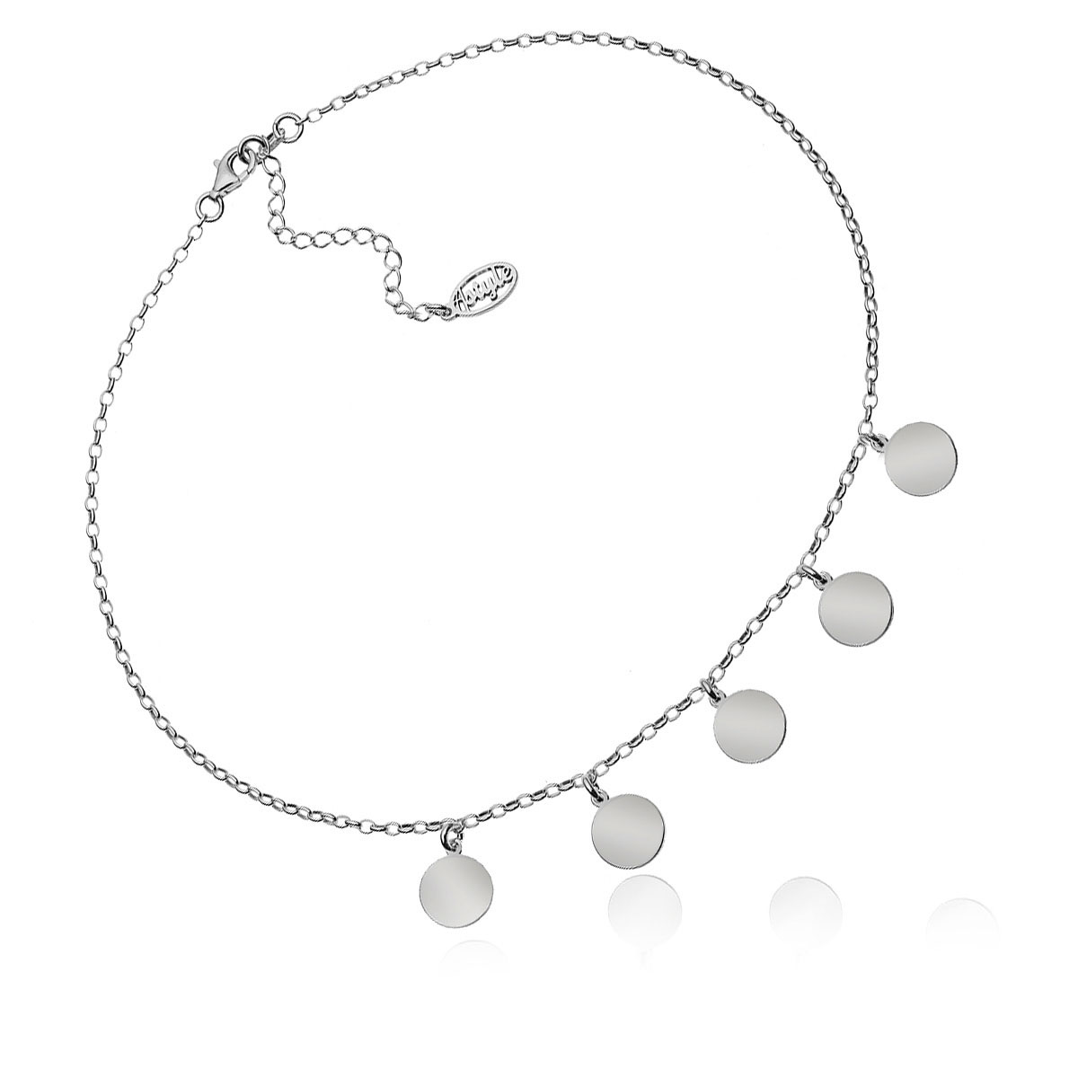 Choker s kroužky, stříbrný, rhodiovaný