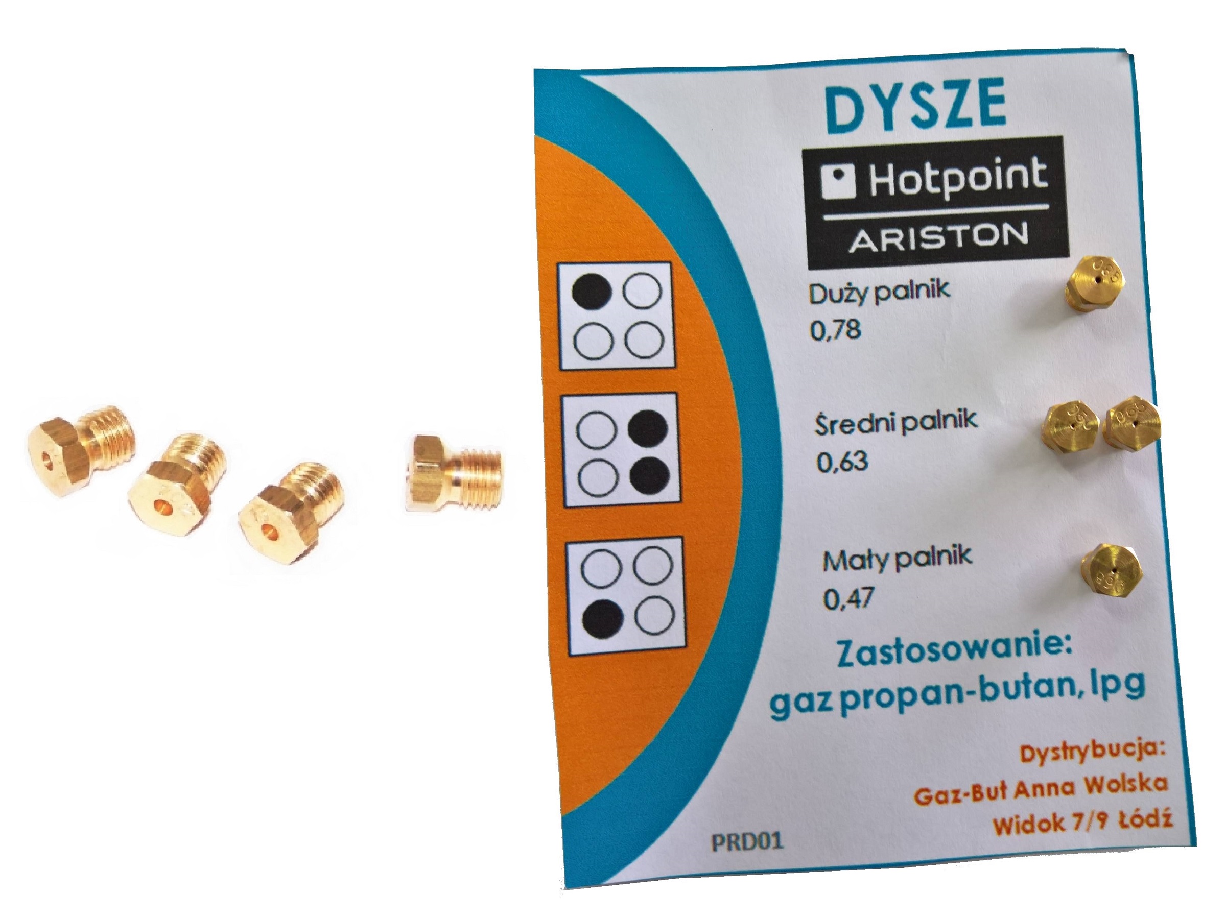 

Dysze do kuchenki Ariston na gaz propan-butan