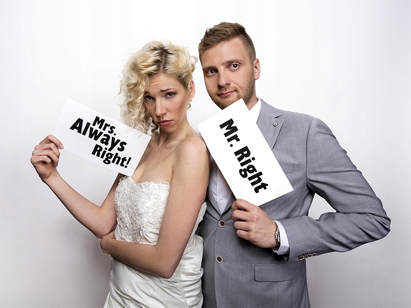 Tabliczki do zdjęć Mr Right Mrs Always Right TDZ3 Marka Party Deco