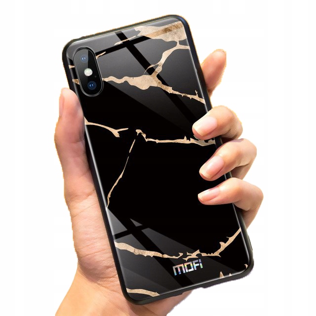 

Mofi Glass Back Cover iPhone X Black Marbled