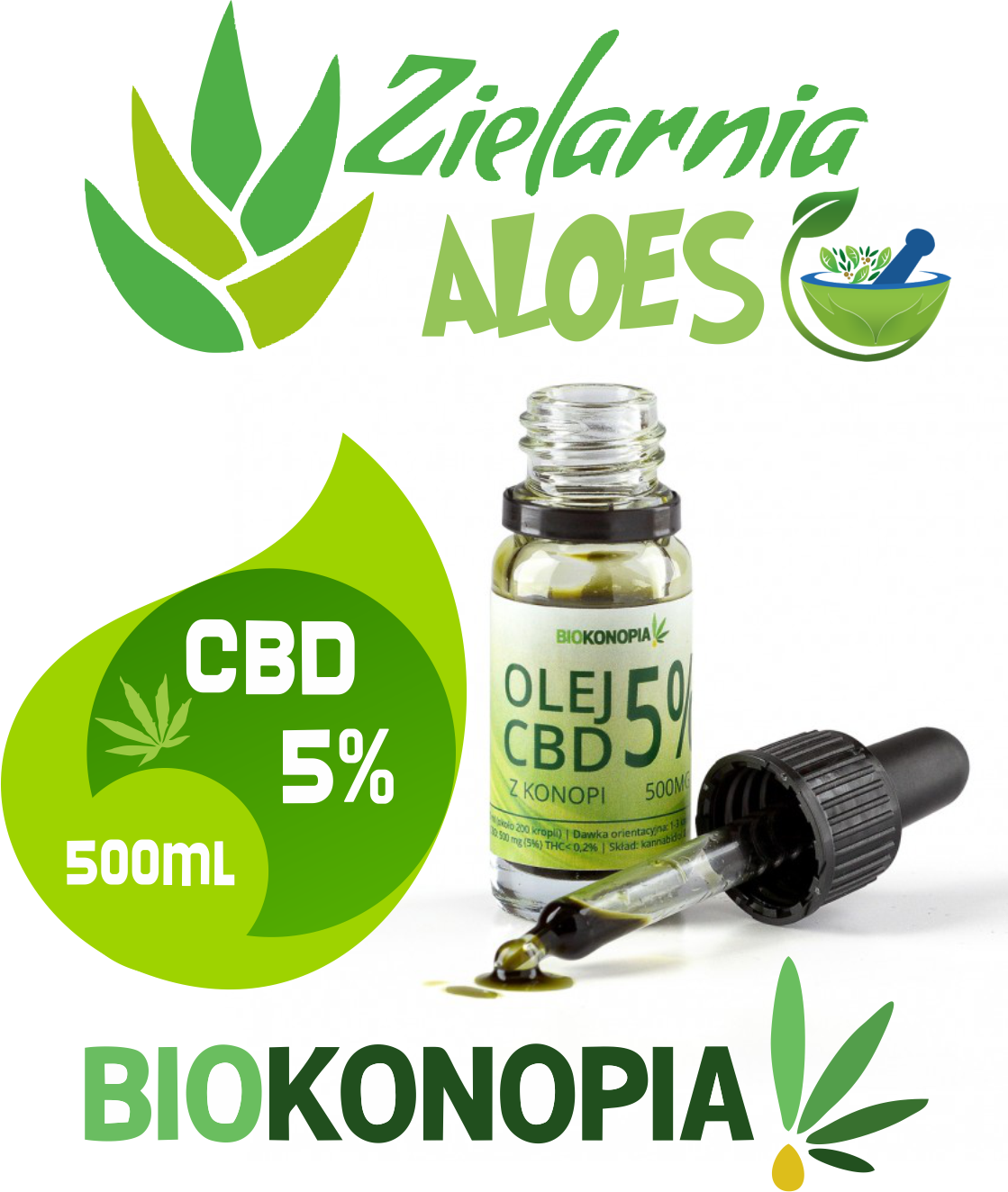  OLEJ  Z  KONOPI  5 500mg CBD 10ml OLEJEK KONOPNY BIO 