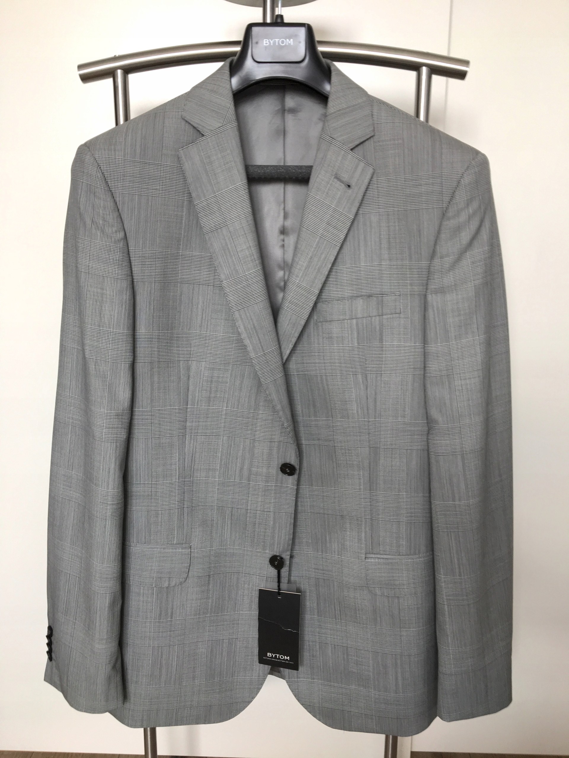Garnitur BYTOM Jarząbek Slim szary w kratkę NOWY! 7505132428