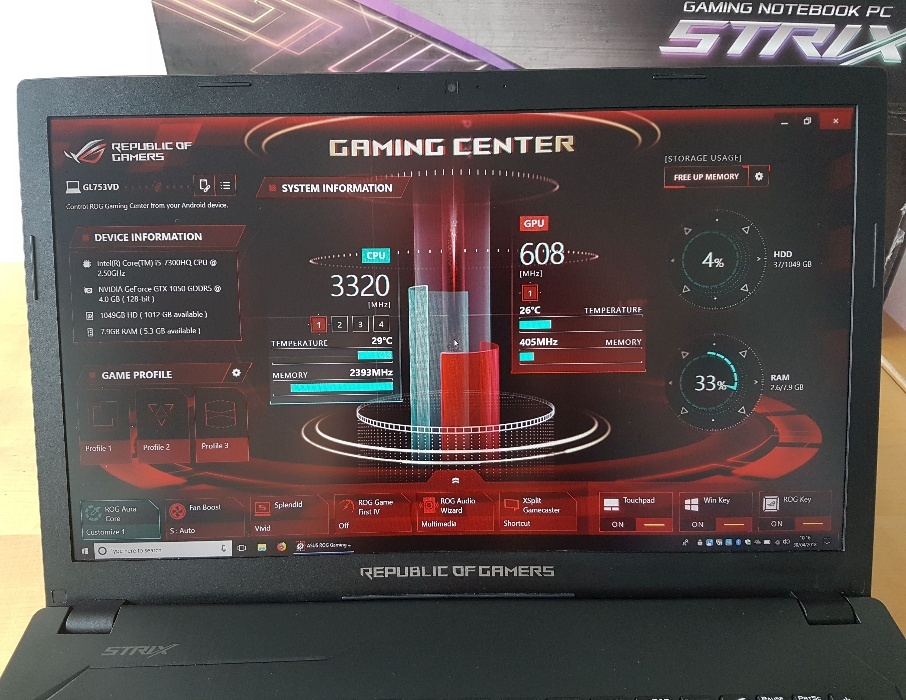 Замена видеокарты на ноутбуке asus rog gl753vd