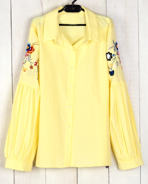 KOSZULA ROZPINANA HAFTY KWIATY KOŁNIERZYK S/M 444 Rozmiar S/M