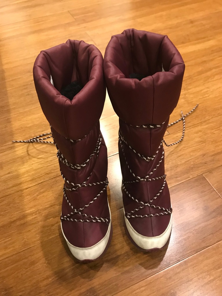 Śniegowce buty LACOSTE bordowe wiązane 37 koturn