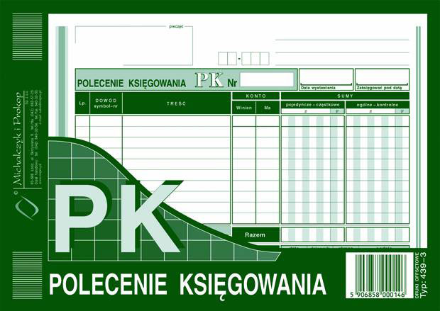 Druk PK Polecenie Księgowania 439-3 A5