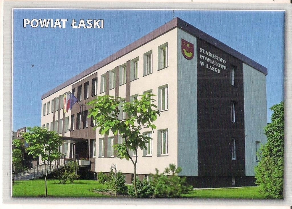 pocztówka ŁASK Starostwo Powiatowe