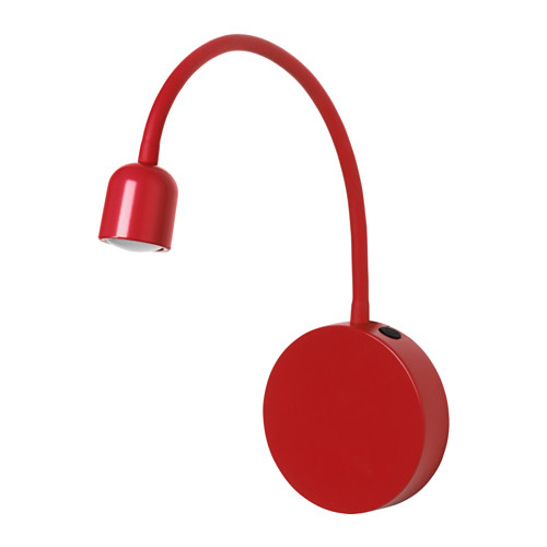 IKEA BLAVIK - lampa ścienna kinkiet czerwona LED